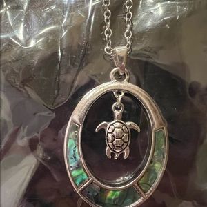 “New” Turtle and Abalone 18” Necklace with Matching Turtle Earrings